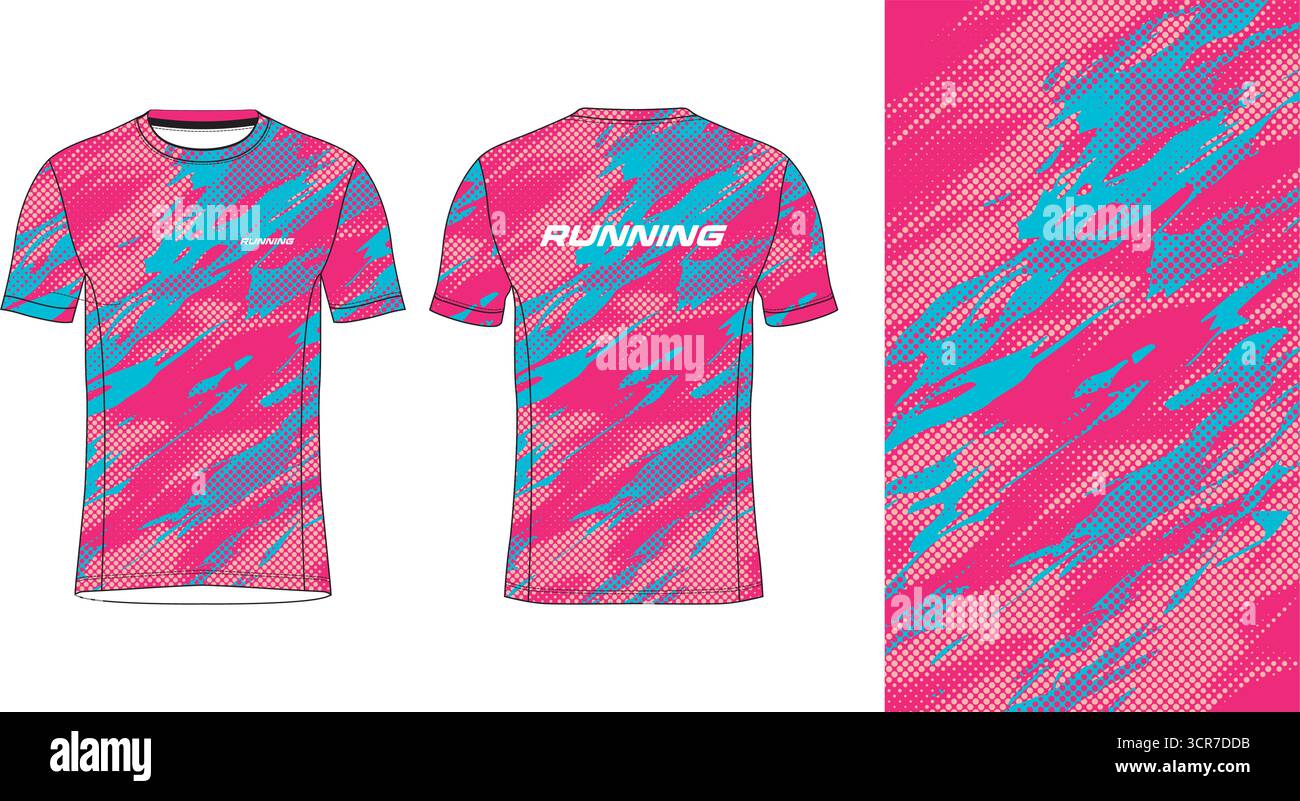 Conception de jersey de course avec motif vectoriel abstrait coloré. Vêtements de sport légers, respirants et à séchage rapide pour le marathon, le trail, l'athlétisme, Illustration de Vecteur