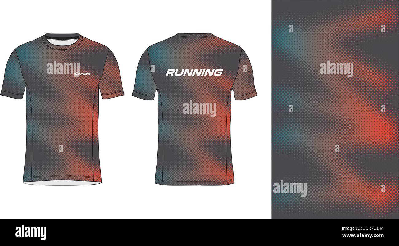 Conception de jersey de course avec motif vectoriel abstrait coloré. Vêtements de sport légers, respirants et à séchage rapide pour le marathon, le trail, l'athlétisme, Illustration de Vecteur