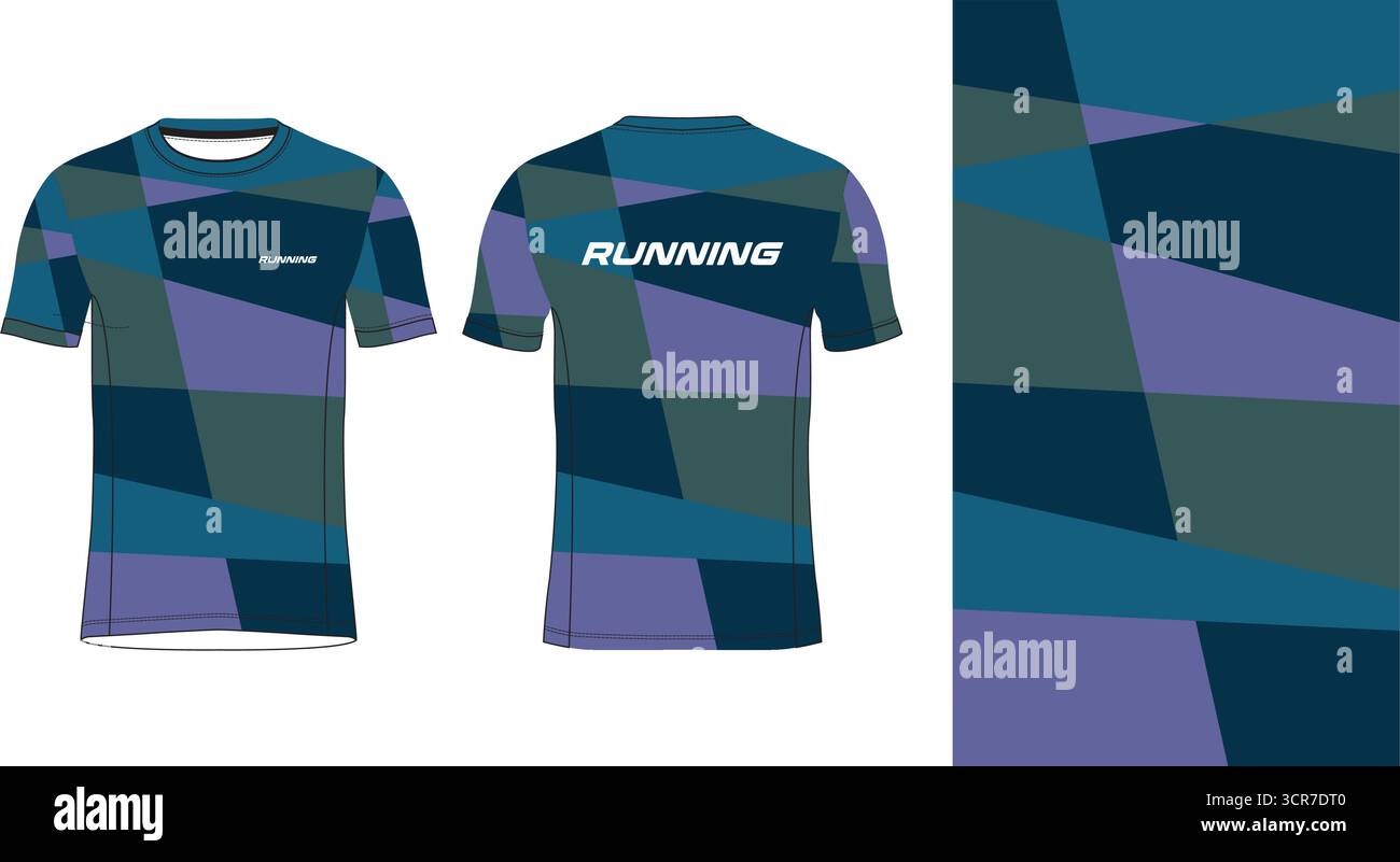 Conception de jersey de course avec motif vectoriel abstrait coloré. Vêtements de sport légers, respirants et à séchage rapide pour le marathon, le trail, l'athlétisme, Illustration de Vecteur