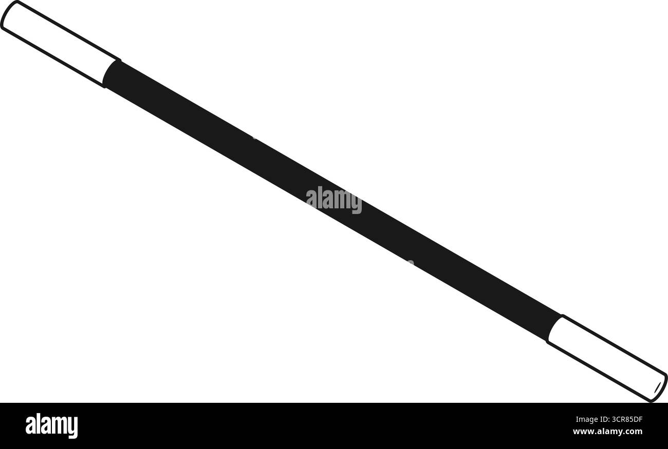 Baguette magiciens à double extrémité noire avec graphique vectoriel d'extrémité blanche Illustration de Vecteur
