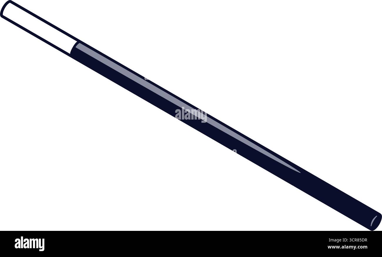 Une baguette magicienne en noir avec un graphique vectoriel d'extrémité blanc Illustration de Vecteur