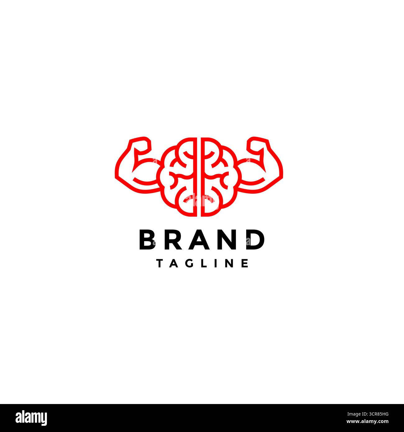 Simple Fun Mentally Strong Lines Design logo. Design de logo Brain Muscular de lignes simples. Illustration de Vecteur