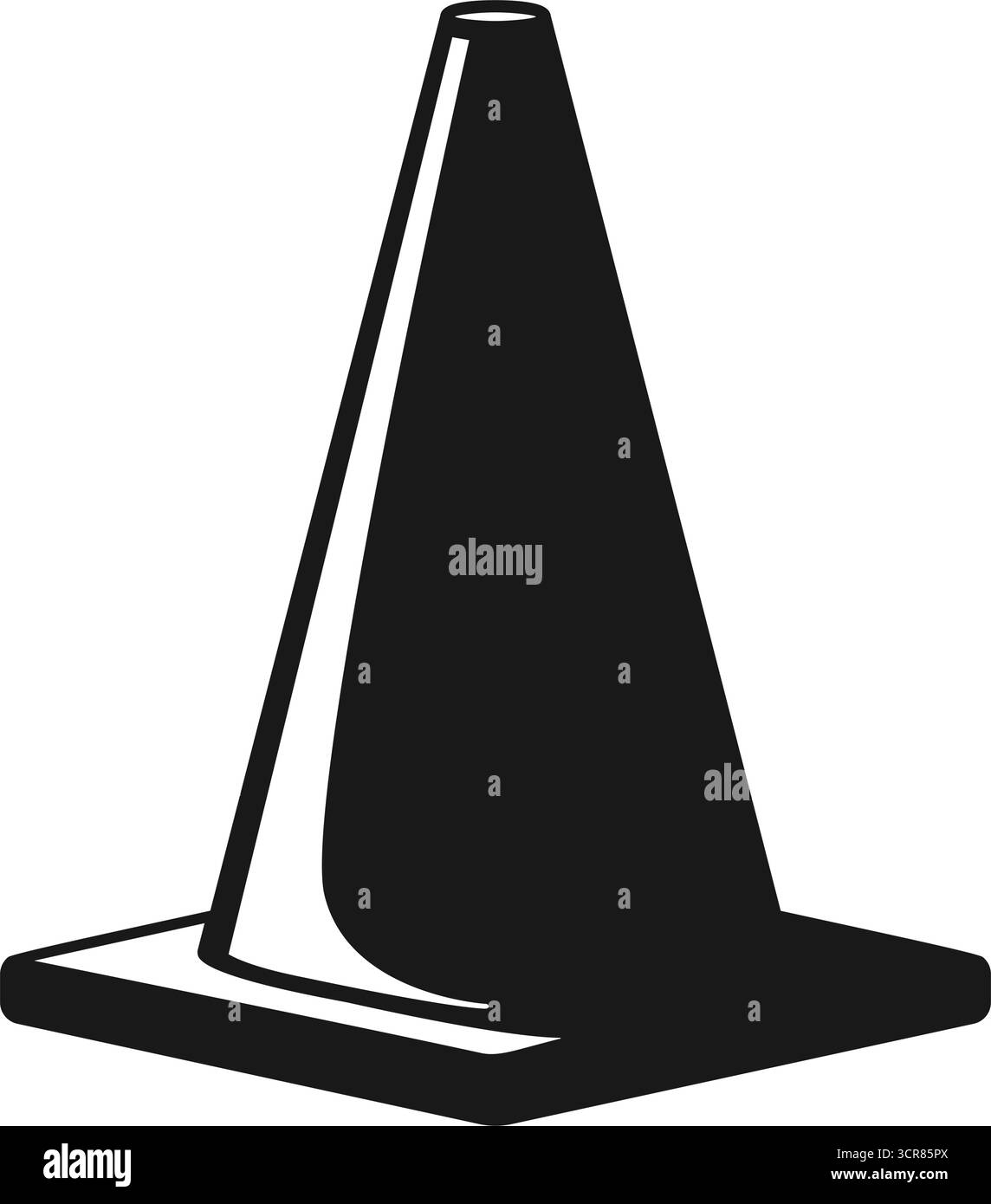 Cône de trafic ou icône de chapeau de sorcière utilisé pour la sécurité publique dans le vecteur de silhouette noir Illustration de Vecteur