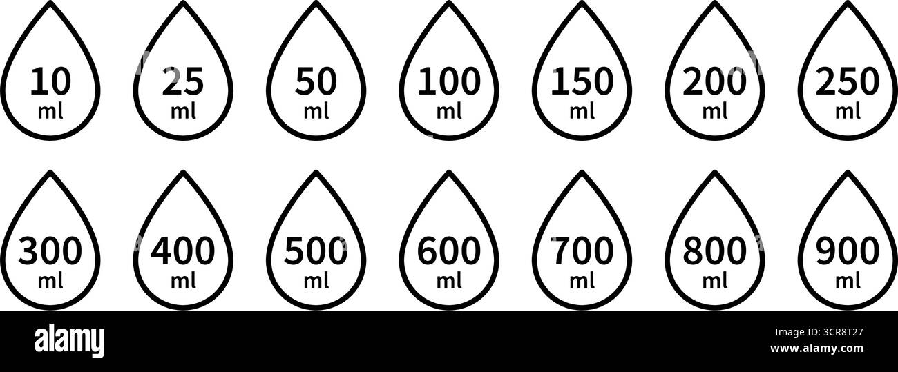 icne litre, goutte de liquide, volume de liquide l et ml, capacit d'eau.  Illustration vectorielle. image de stock. SPE 10 Image Vectorielle Stock -  Alamy
