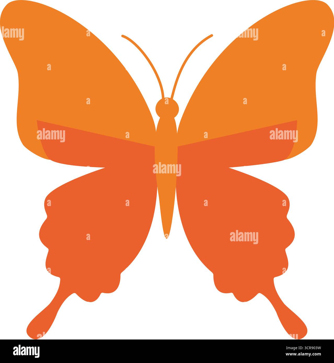 une silhouette orange d'un papillon avec des ailes détaillées, idéal pour la nature, la beauté, ou des éléments de design décoratif Illustration de Vecteur
