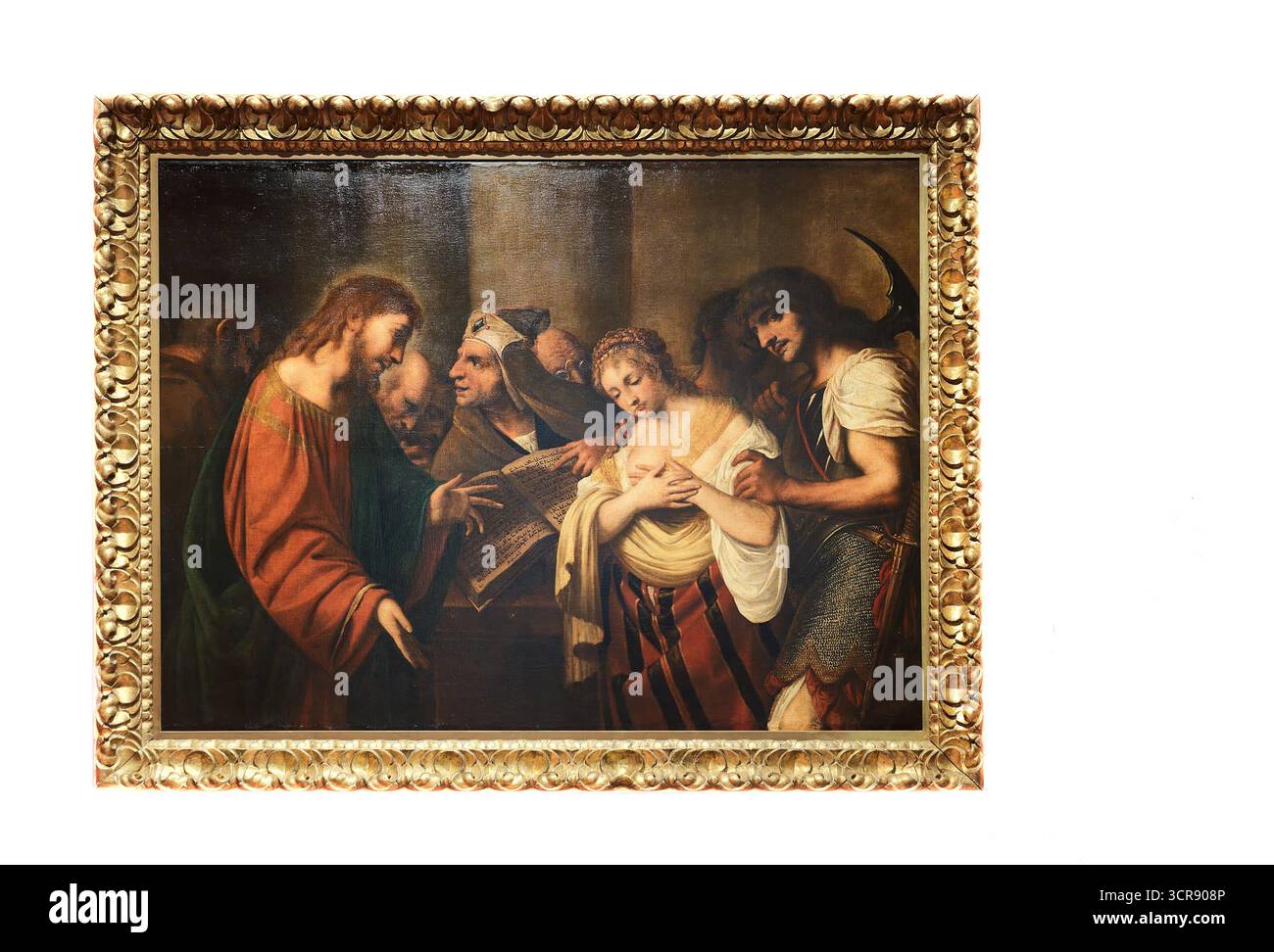 Jésus-Christ et une femme attrapée dans l'adultère, une peinture de Pietro Della Vecchia, Musée Calvet, Avignon, France. Banque D'Images