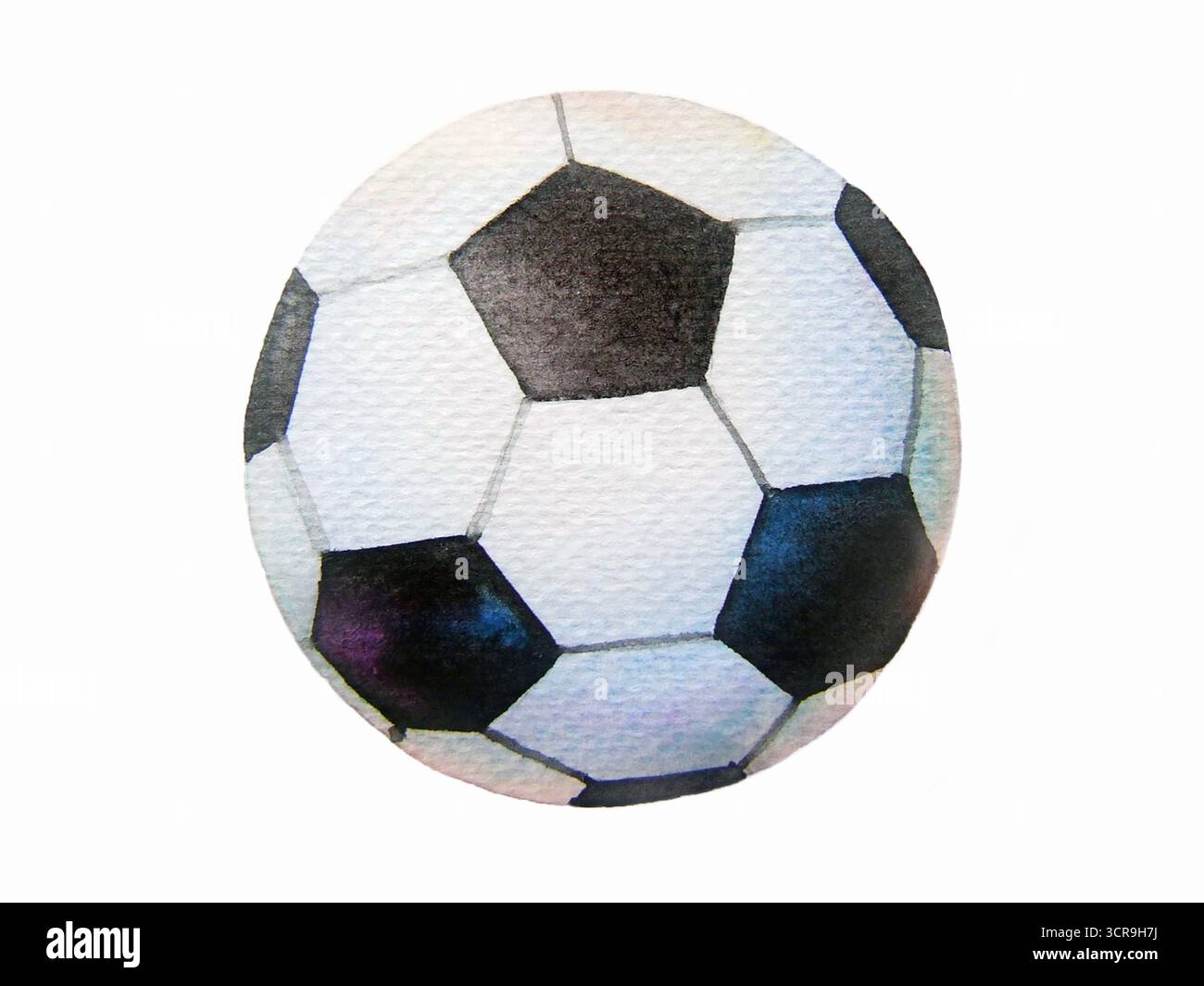Ballon de soccer - illustration de peinture aquarelle dessinée à la main sur papier, isolé sur fond blanc. Banque D'Images