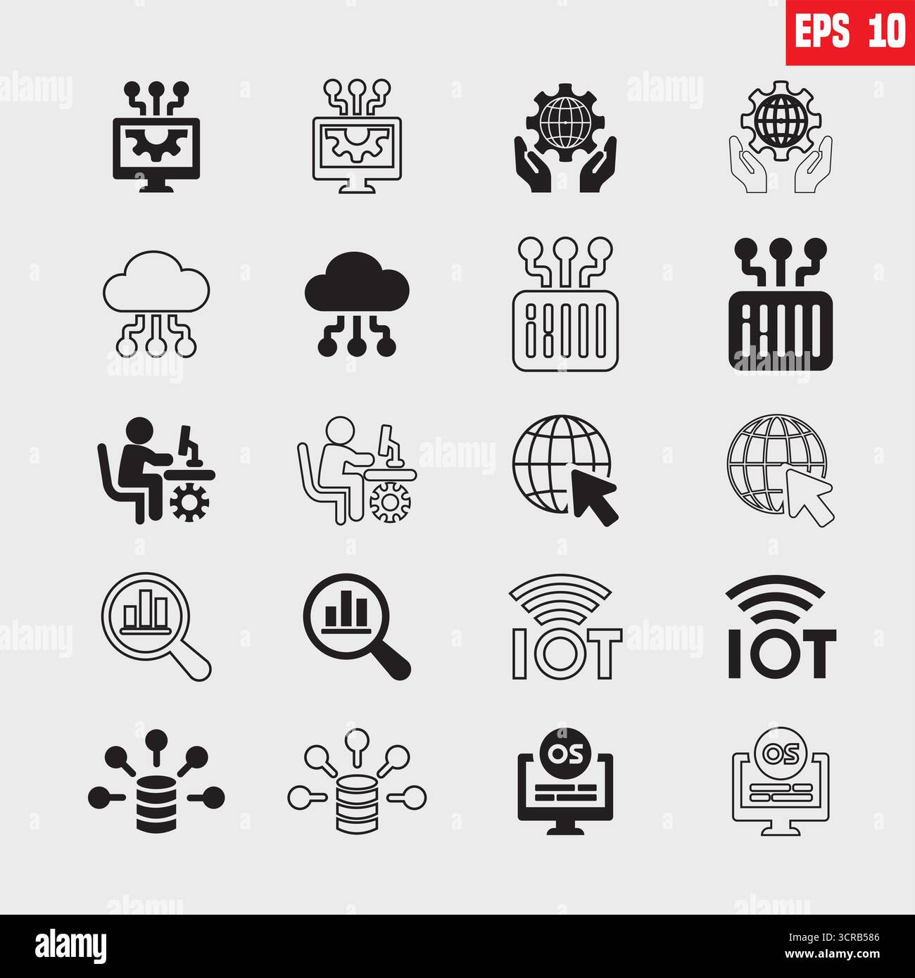 Illustration vectorielle de jeu d'icônes de technologie de l'information. Illustration de Vecteur