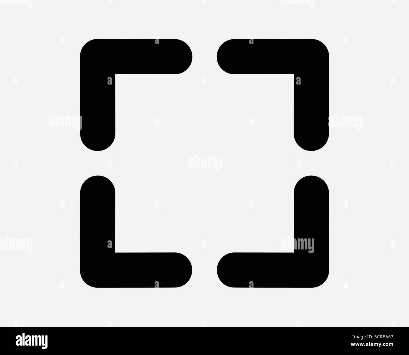 Icône de ligne de coupe carrée d'angle quatre-vingt-dix 90 degrés de côté rectangle cadre cube symbole de balayage de balayage de bord tranchant forme du contour du signe Illustration de Vecteur
