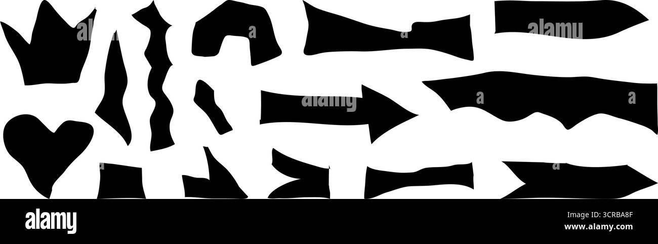 Diverses formes et symboles de papier déchiré sont agencés artistiquement, soulignant la nature vibrante et expressive de la culture zine contemporaine. Illustration de Vecteur