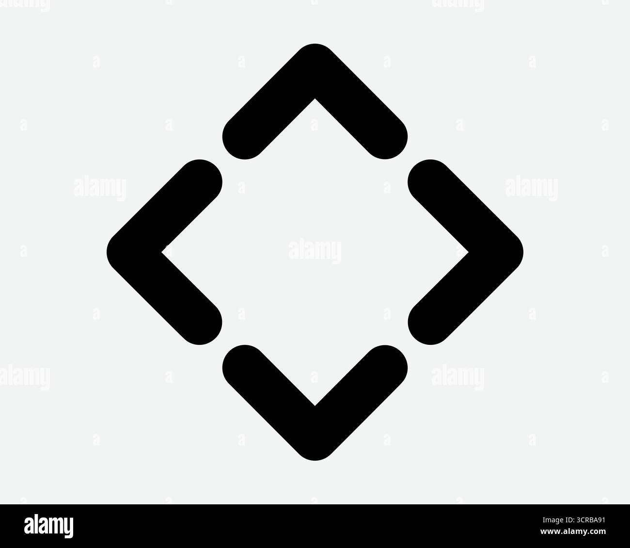 Haut bas gauche flèche droite icône de forme carrée diamant pointeur pointant vers le nord sud-est ouest direction boussole symbole de ligne de navigation Illustration de Vecteur