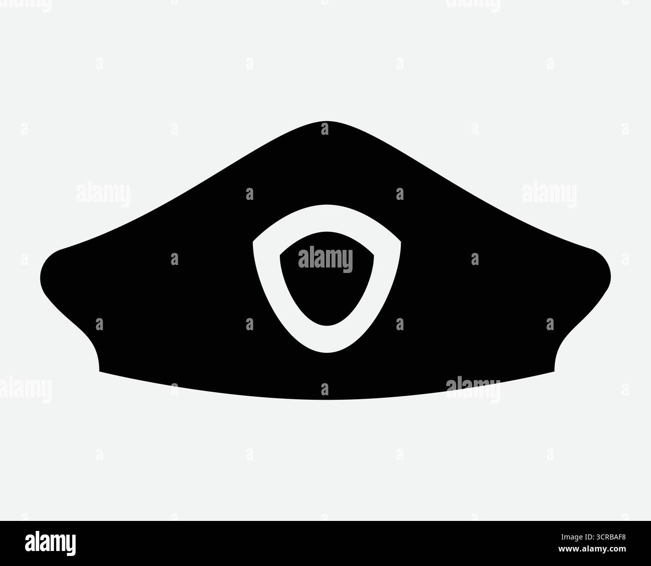 Icône de chapeau de police officier de police uniforme tête tenue personnel de sécurité Casquette de garde militaire patrouille de sécurité coiffure casque symbole de signe Illustration de Vecteur