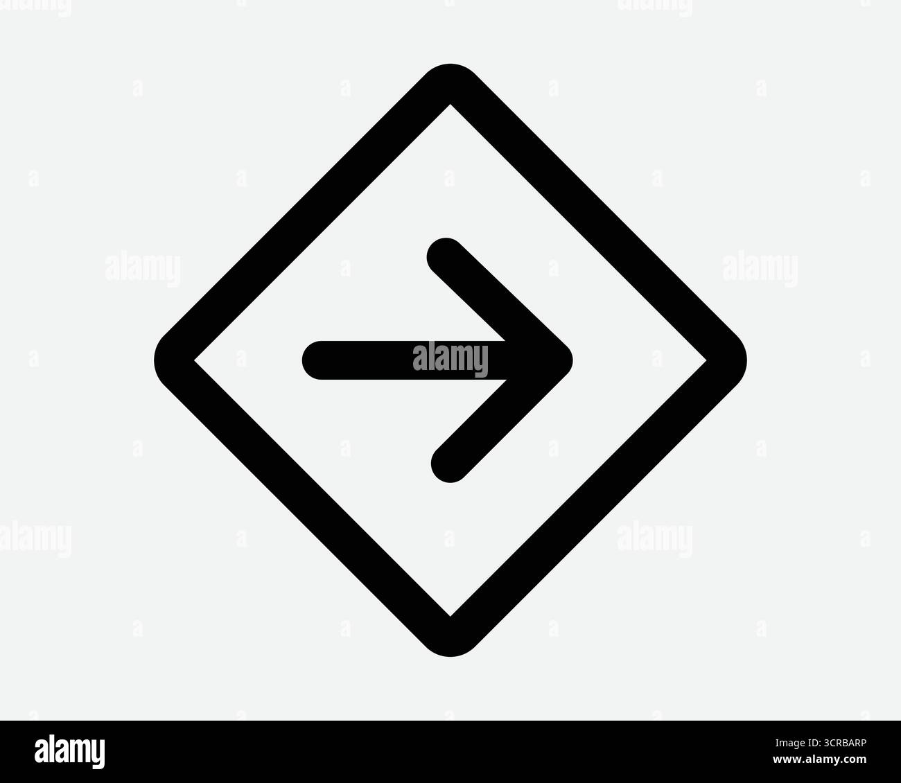 Droite icône de ligne de flèche droite position vers la droite chemin est symbole de position diapositive suivante glisser signe gestuel Noir diamant carré forme contour orientation Illustration de Vecteur