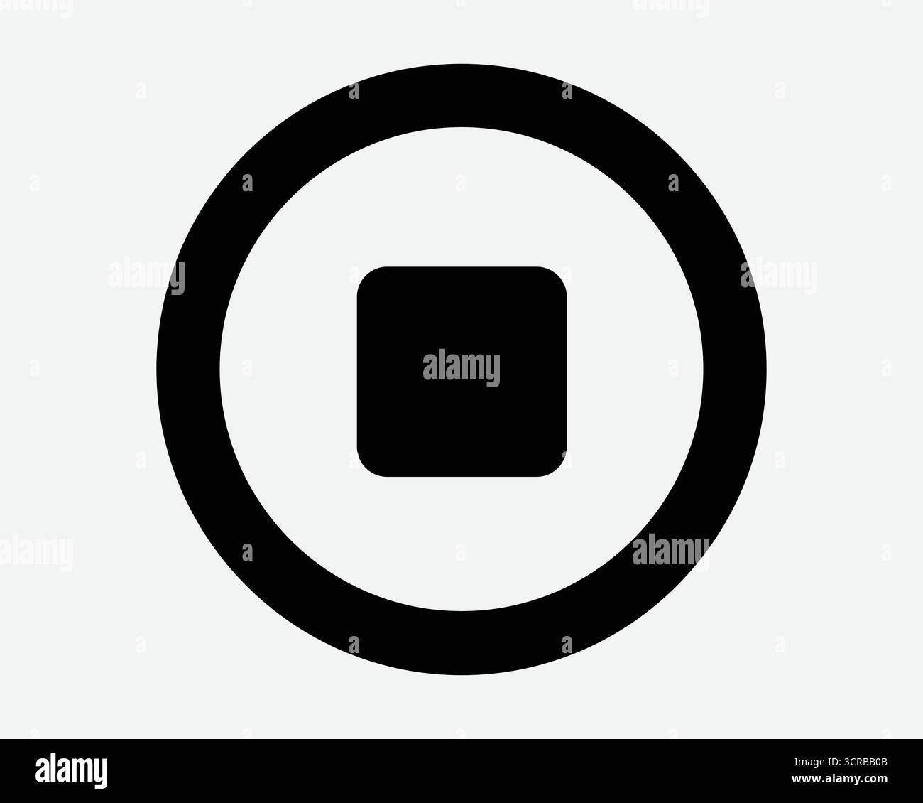 Bouton d'arrêt icône multimédia carré rond contrôle multimédia musique vidéo technologie numérique signe symbole lecteur radio lecture de l'application Illustration de Vecteur