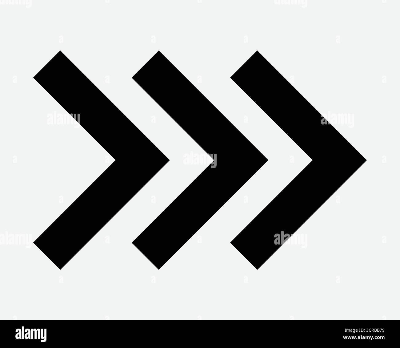 Icône de triple flèche droite trois diapositives côté est curseur suivant point de pointage 3 flèche pointant vers l'est symbole curseur glisser direction navigation Illustration de Vecteur