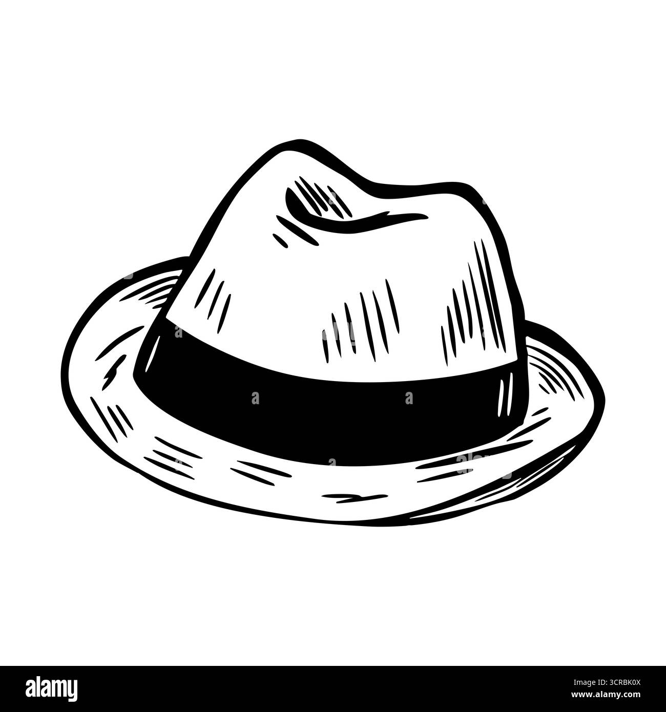 Rétro Fedora chapeau illustration d'esquisse isolé sur blanc Illustration de Vecteur