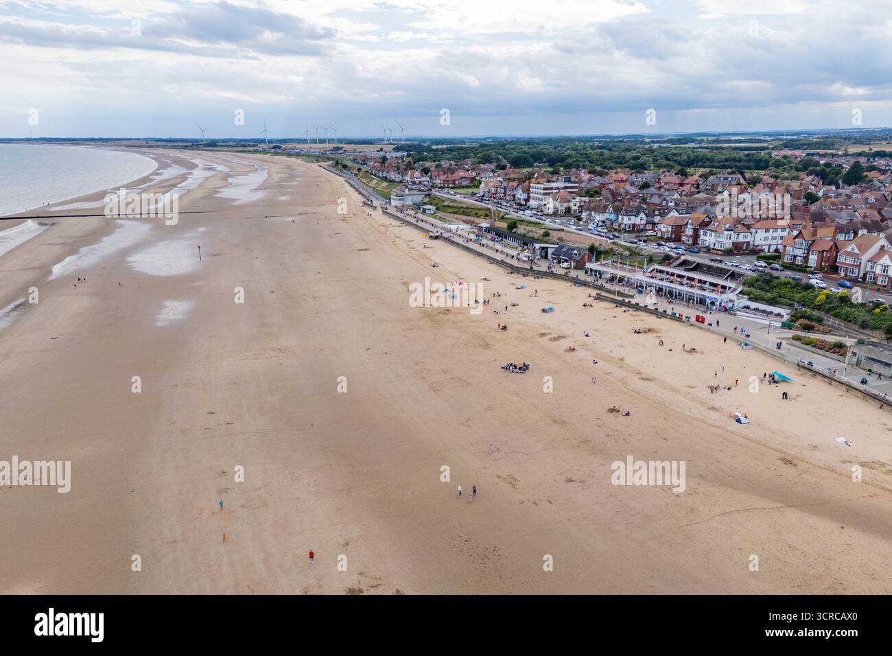 Vue aérienne de Bridlington South Beach, East Riding of Yorkshire, Royaume-Uni. Banque D'Images