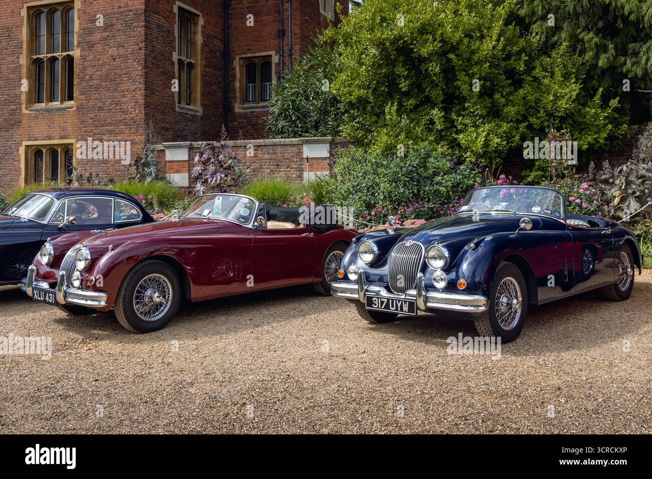 Exposition de voitures Jaguar XK classiques, concours of Elegance 2025, Hampton court Palace, Londres, Royaume-Uni Banque D'Images