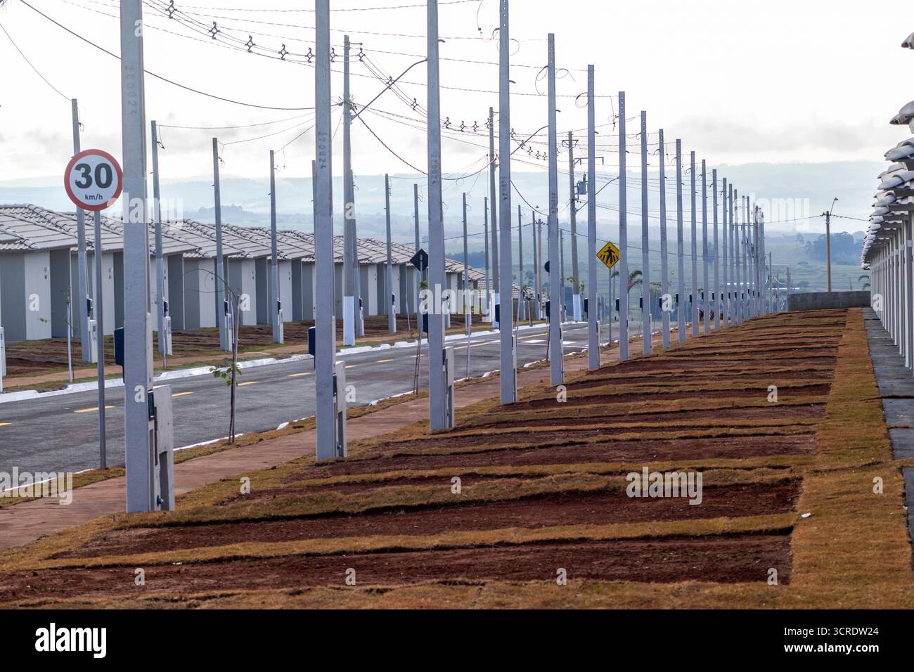 Vue des maisons normalisées du programme Minha Casa Minha Vida de l'État de Sao Paulo, Brésil Banque D'Images