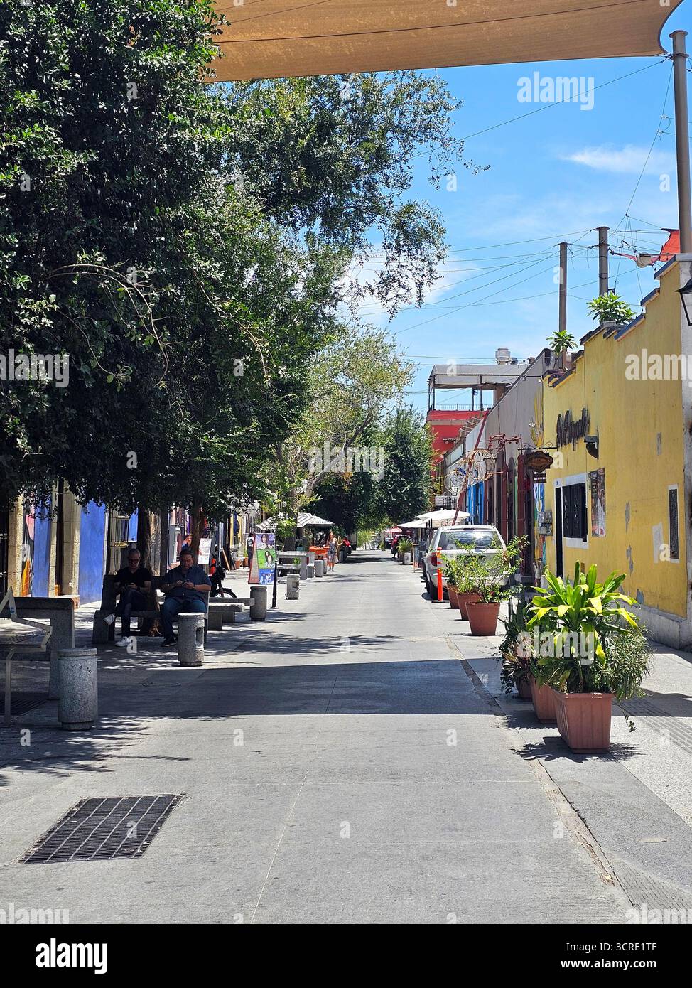 Monterrey, Nuevo Leon, Mexique - 30 juillet 2025 : bâtiments de style colonial, cafés, restaurants et maisons dans la vieille ville du centre-ville de Monterrey Banque D'Images