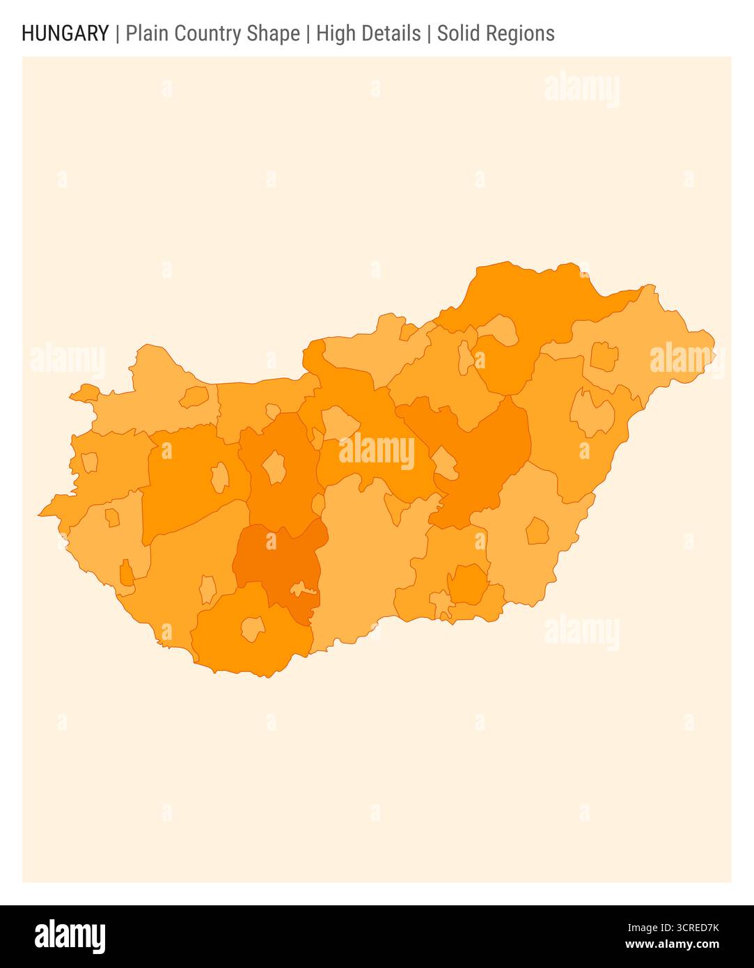 Carte de pays simple très détaillée de la Hongrie, avec un style de régions solides et la forme distinctive de la nation. Illustration vectorielle. Illustration de Vecteur