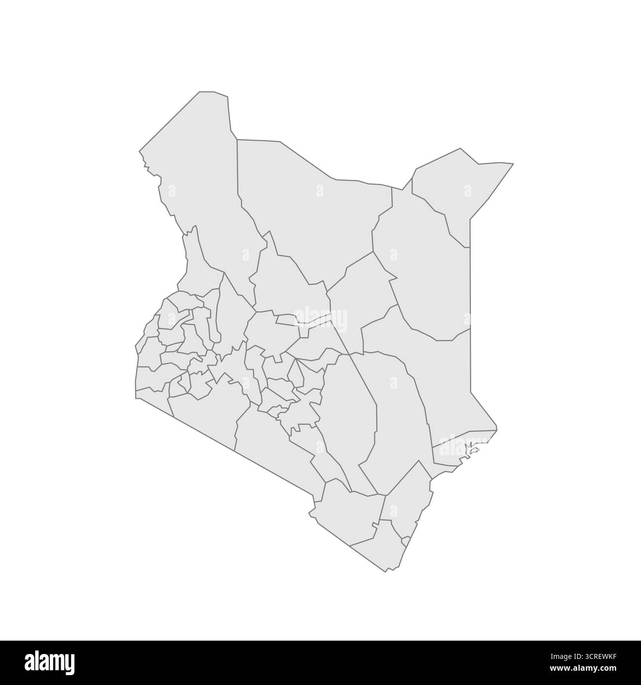 Kenya carte politique des divisions administratives - comtés. EPS de carte modifiable vectorielle vierge grise. Illustration de Vecteur
