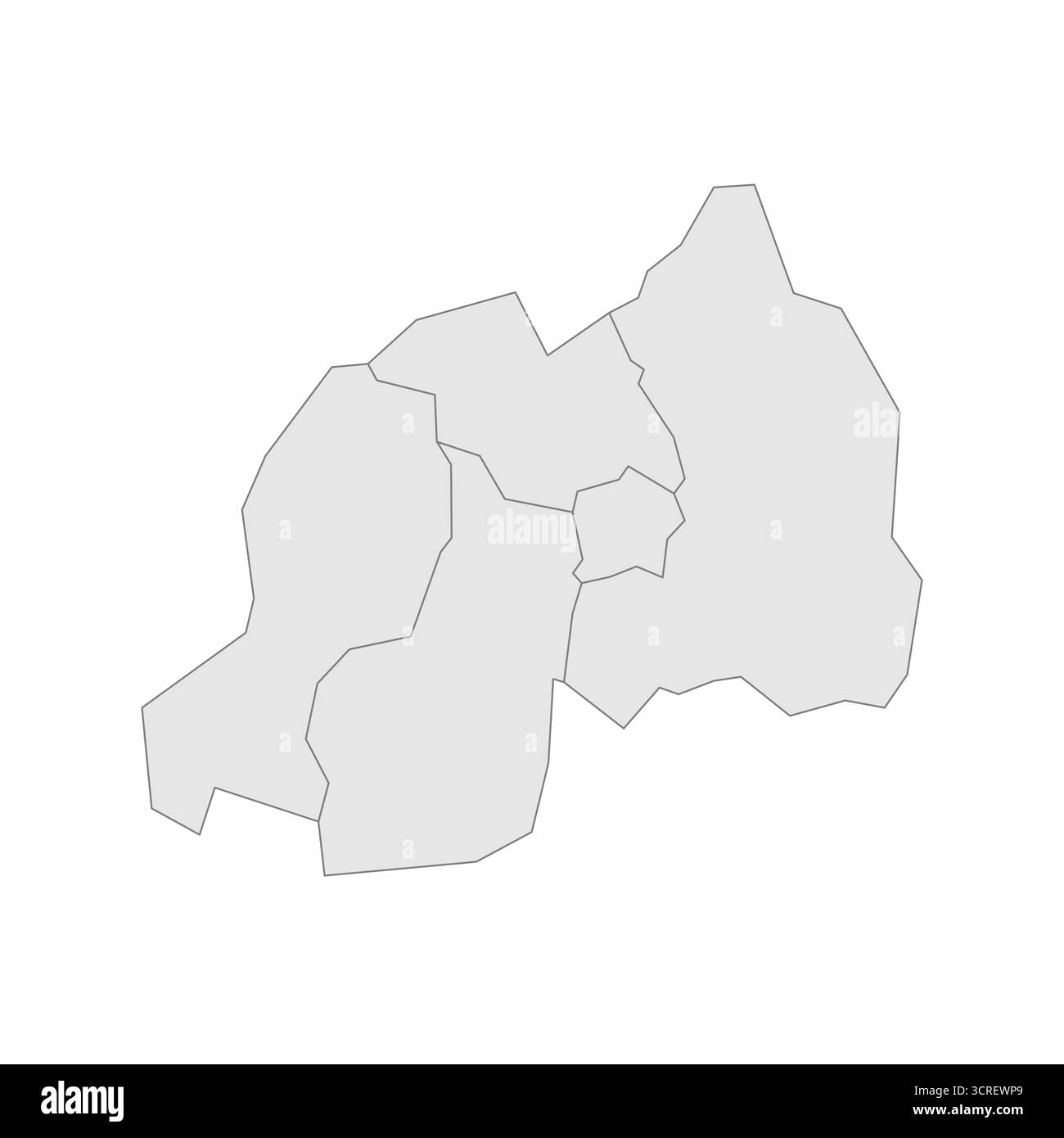 Rwanda carte politique des divisions administratives - provinces. EPS de carte modifiable vectorielle vierge grise. Illustration de Vecteur