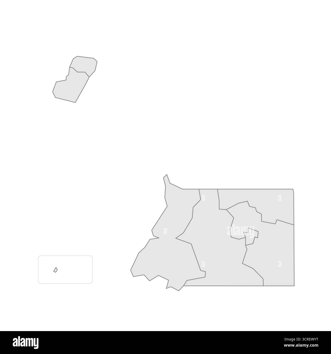 Guinée équatoriale carte politique des divisions administratives - provinces. EPS de carte modifiable vectorielle vierge grise. Illustration de Vecteur
