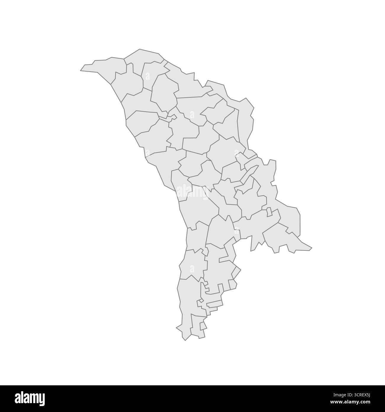 Moldavie carte politique des divisions administratives - districts, municipalités et deux unités territoriales autonomes - Gaugazia et Rive gauche du Dniestr. EPS de carte modifiable vectorielle vierge grise. Illustration de Vecteur