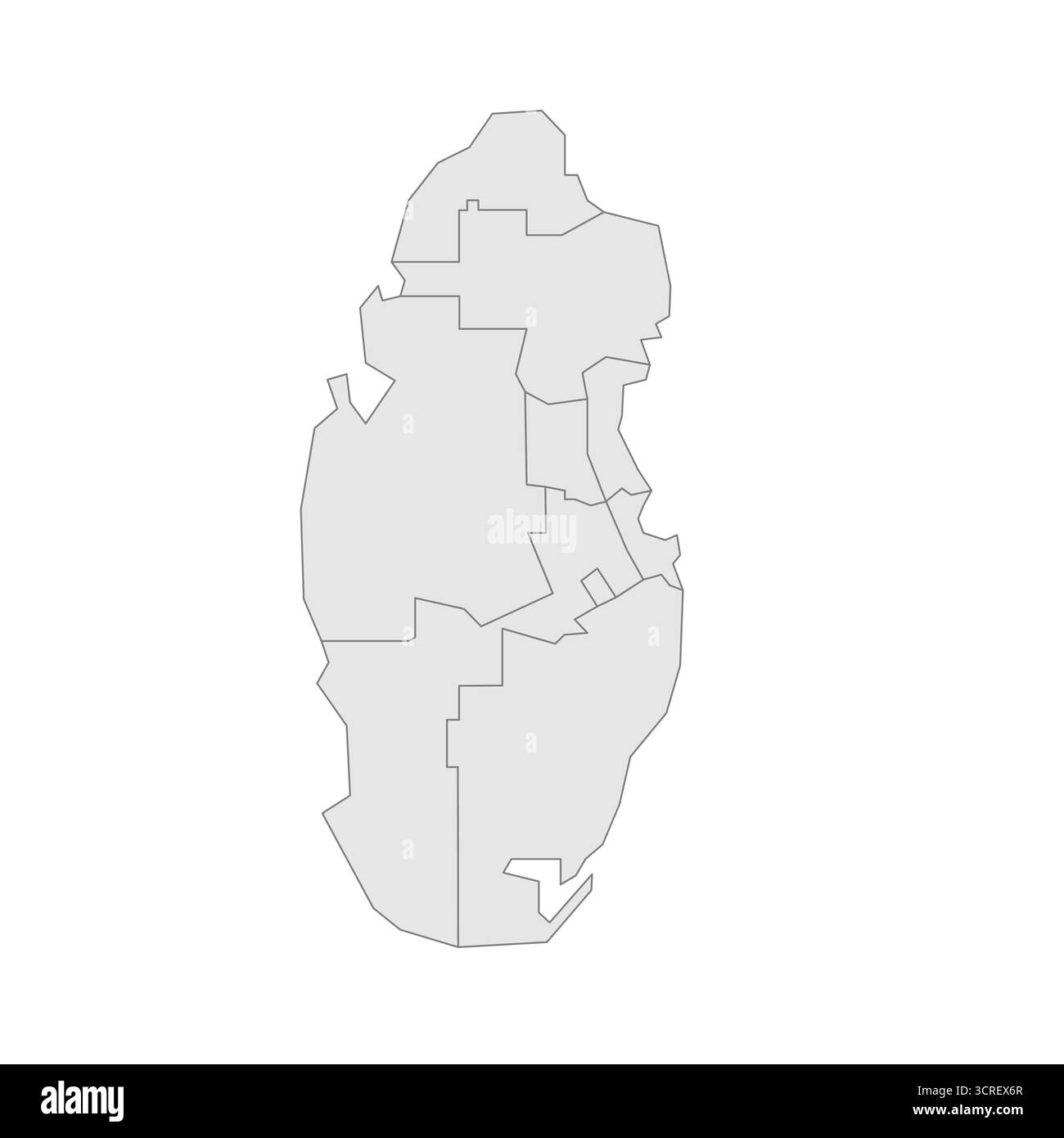Qatar carte politique des divisions administratives - municipalités. EPS de carte modifiable vectorielle vierge grise. Illustration de Vecteur