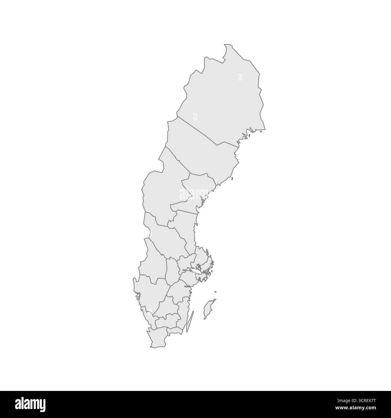 Suède carte politique des divisions administratives - comtés. EPS de carte modifiable vectorielle vierge grise. Illustration de Vecteur