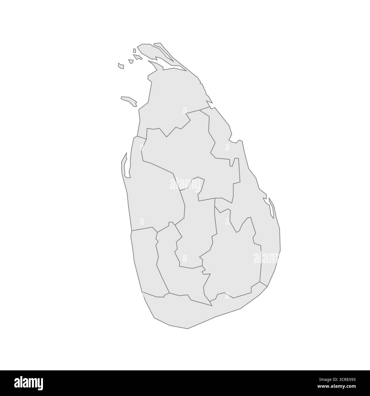Sri Lanka carte politique des divisions administratives - provinces. EPS de carte modifiable vectorielle vierge grise. Illustration de Vecteur