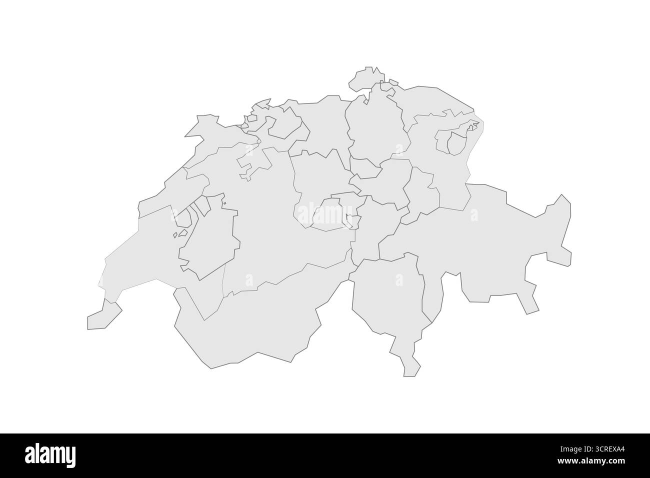 Suisse carte politique des divisions administratives - cantons. EPS de carte modifiable vectorielle vierge grise. Illustration de Vecteur