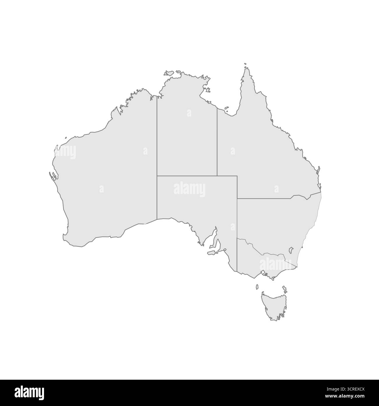 Australie carte politique des divisions administratives - états et teritorries. EPS de carte modifiable vectorielle vierge grise. Illustration de Vecteur