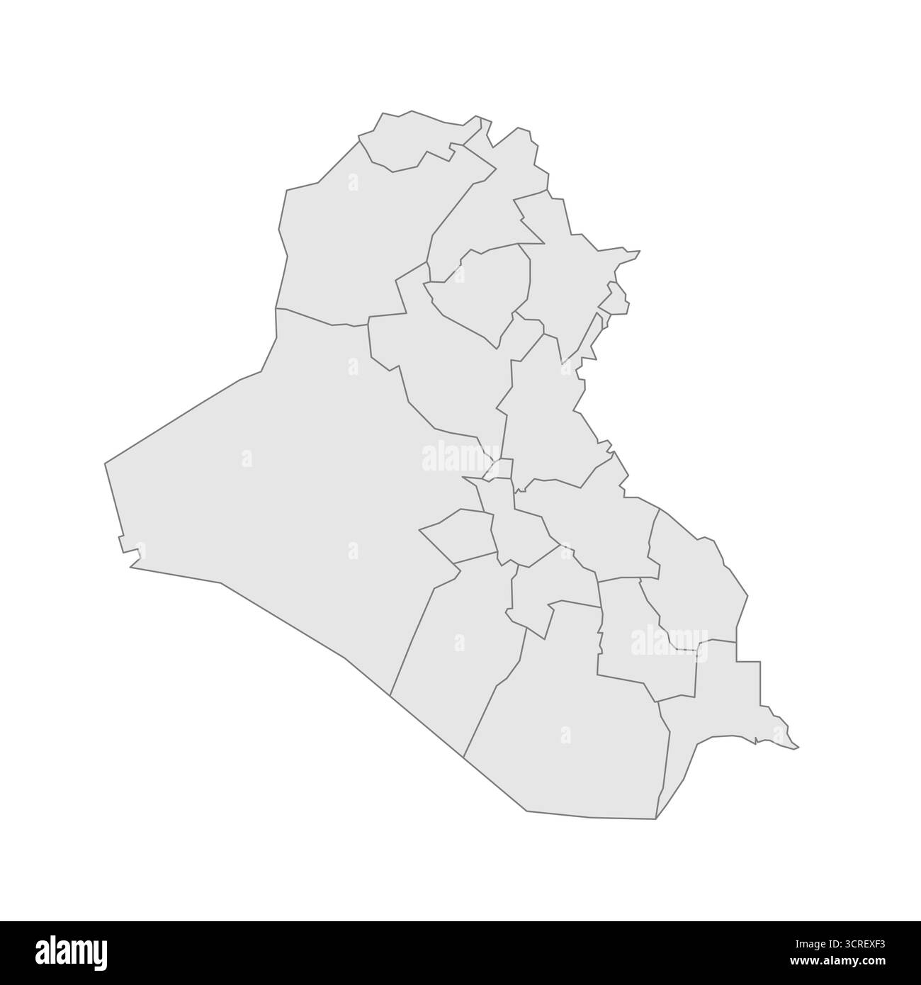 Irak carte politique des divisions administratives - gouvernorats et région du Kurdistan. EPS de carte modifiable vectorielle vierge grise. Illustration de Vecteur