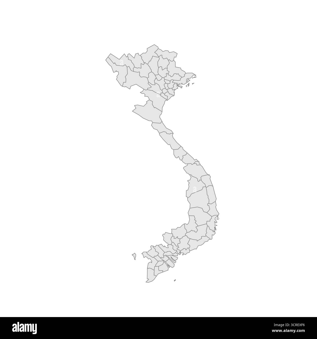 Vietnam carte politique des divisions administratives - provinces et municipalités. EPS de carte modifiable vectorielle vierge grise. Illustration de Vecteur