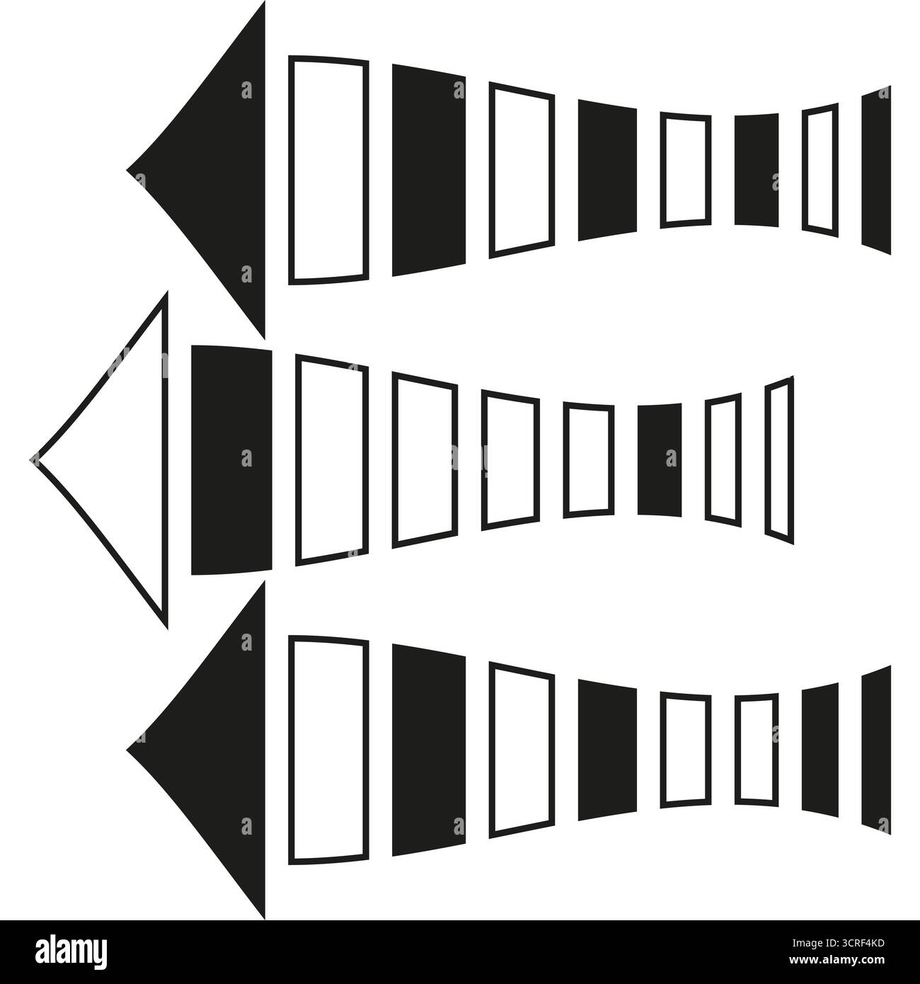 Eléments de flèche géométrique. Formes rectangulaires mixtes. Graphique noir et blanc. Ensemble d'icônes simples vectorielles. SPE 10. Illustration de Vecteur