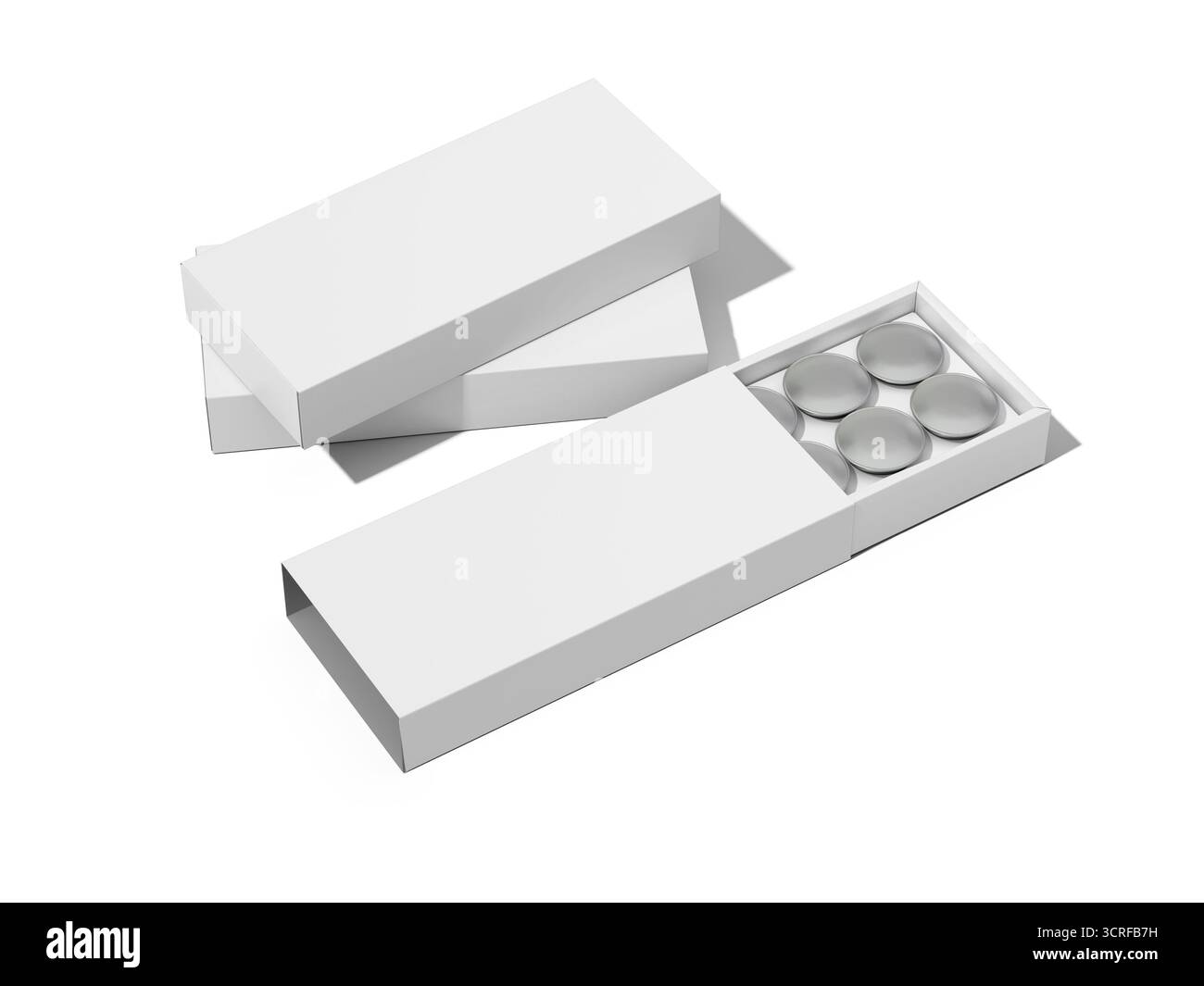 Maquette de boîte d'emballage de capsule de café avec capsules Banque D'Images