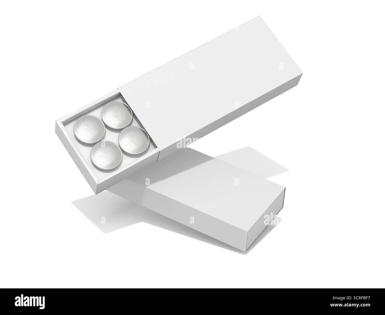 Maquette d'emballage de boîte de capsule de café en vue ouverte et fermée Banque D'Images