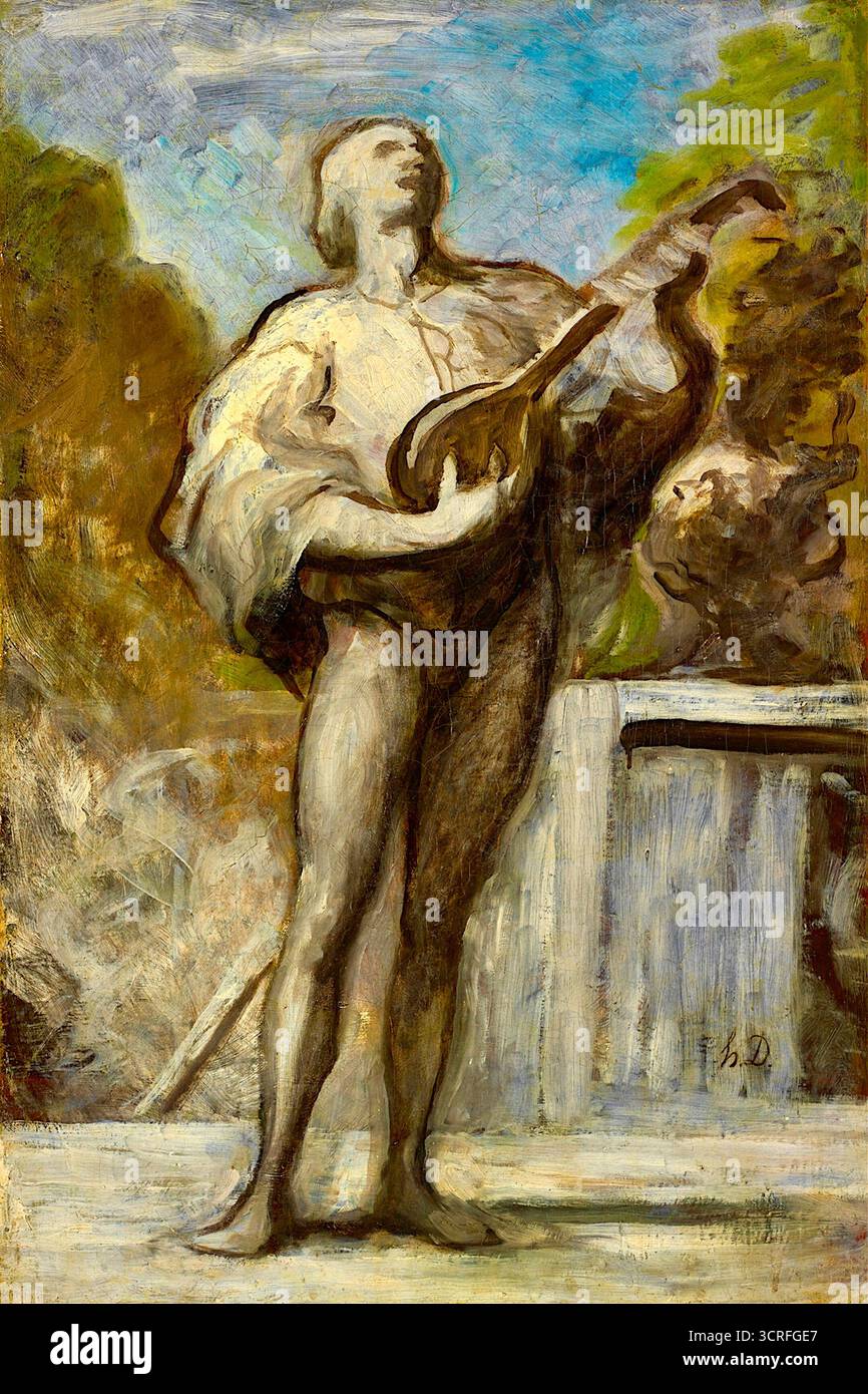 Honoré Daumier - le Troubadour - 1868 et 1873. Banque D'Images