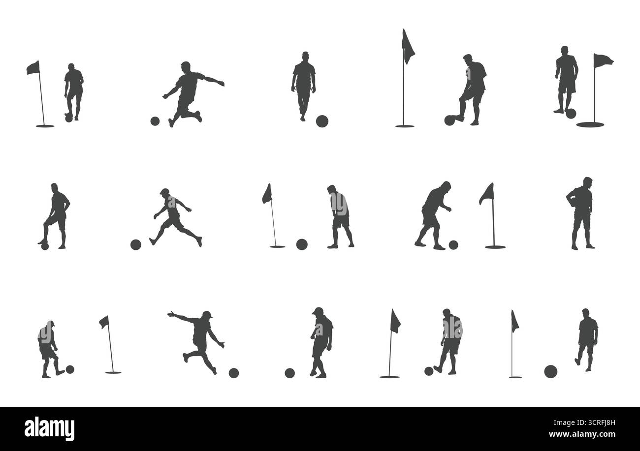svg de joueur de Footgolf, silhouette de joueur de Footgolf, vecteur de joueur de Footgolf, dessin de joueur de golf de pied. Illustration de Vecteur