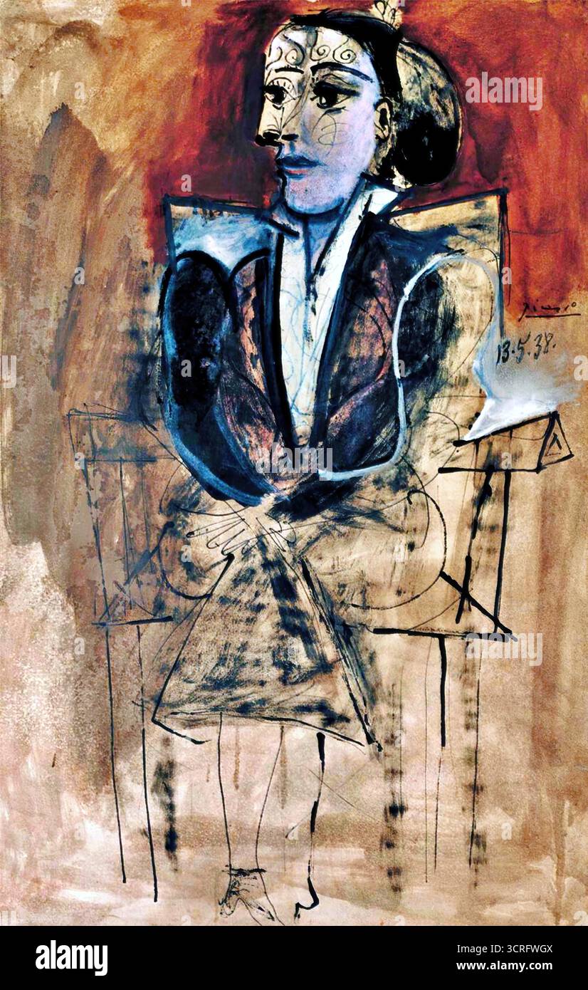 Pablo Picasso, Dora Maar assise (Dora Maar assise), 1938. Illustration de Vecteur