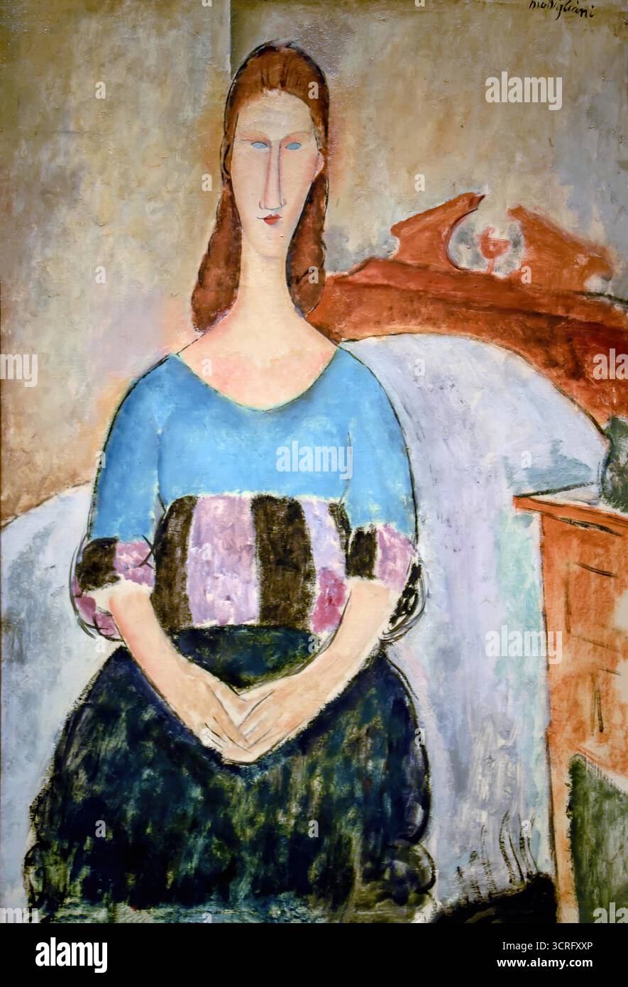 Fondation Barnes : Amedeo Modigliani, Portrait de Jeanne Hébuterne (assise), 1918. Illustration de Vecteur