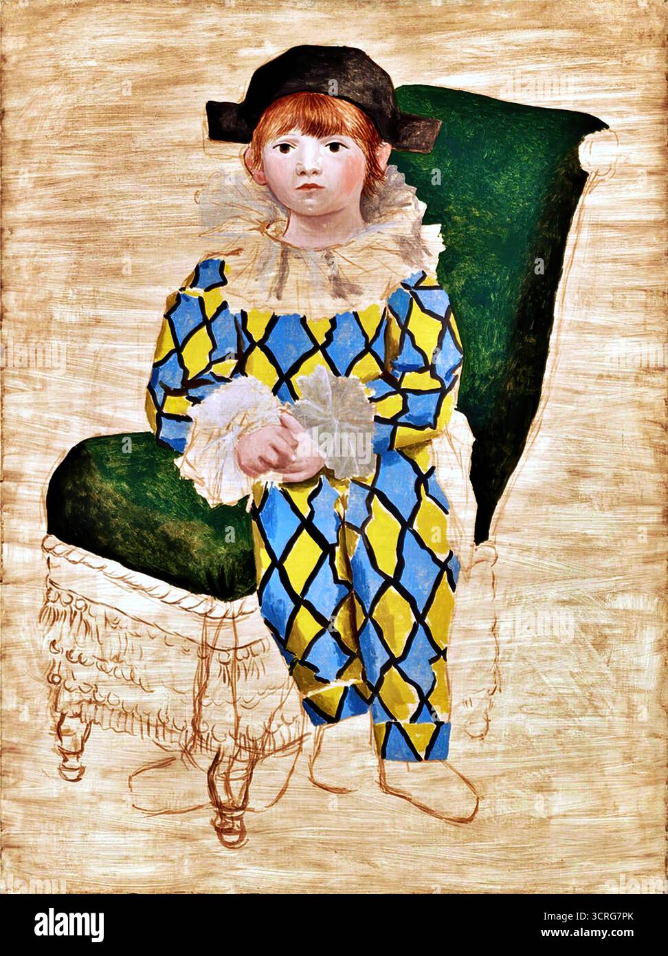 Pablo Picasso, Paul en Arlequin, 1924. Illustration de Vecteur