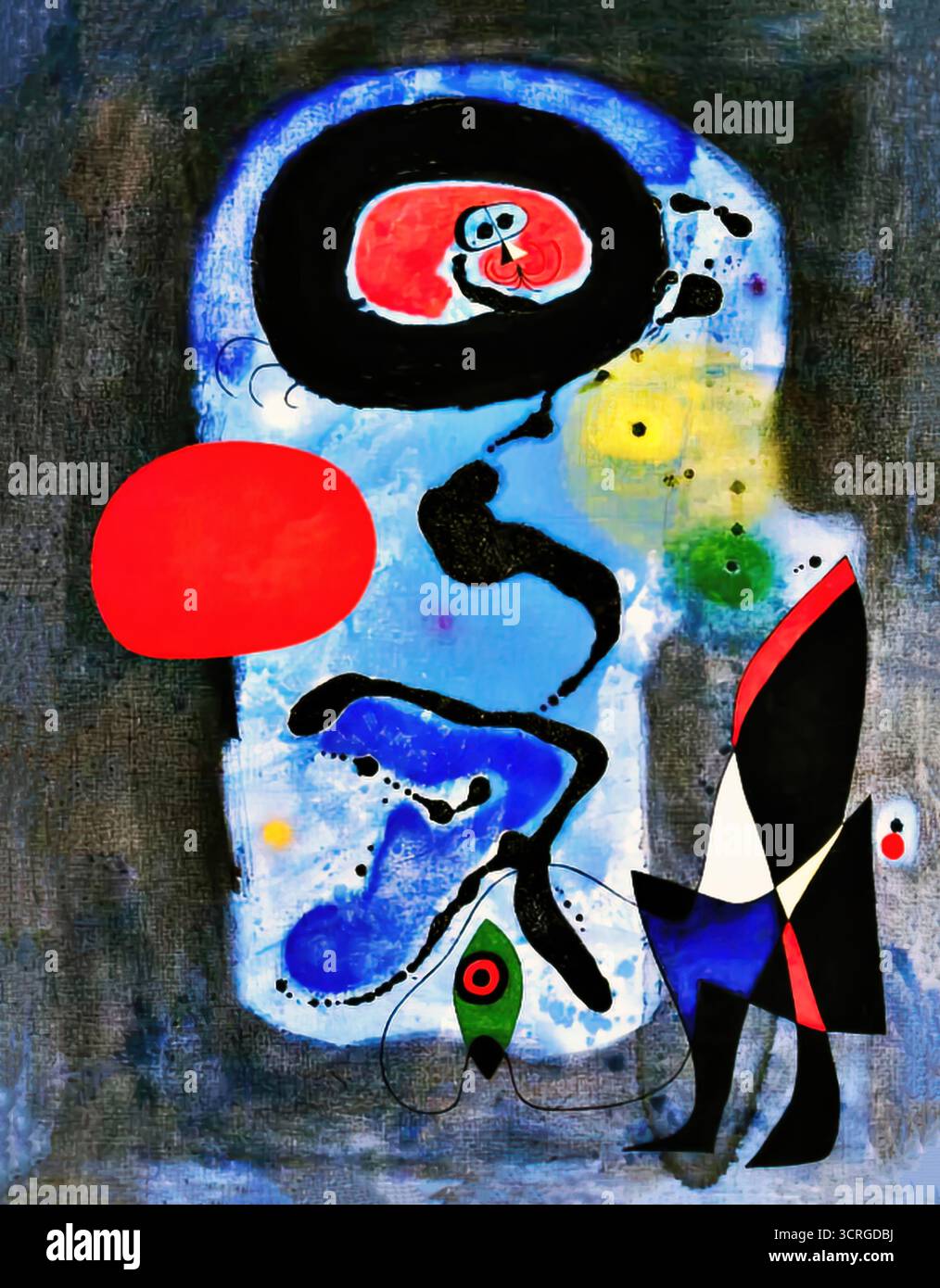 Joan Miró, le Soleil Rouge, 1948. Illustration de Vecteur