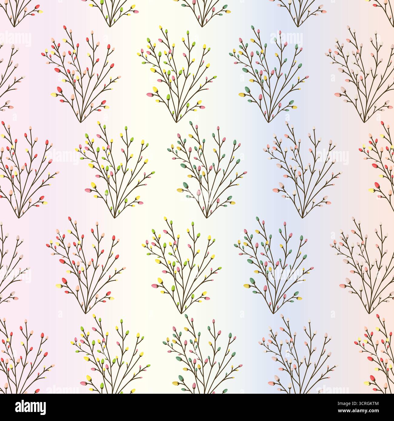 Vecteur de motif sans couture de brindilles de printemps. Illustration de Vecteur