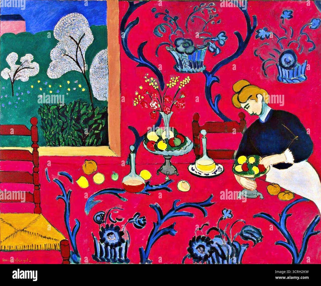 Henri Matisse, le dessert, harmonie en Rouge (la salle Rouge), 1908. Illustration de Vecteur