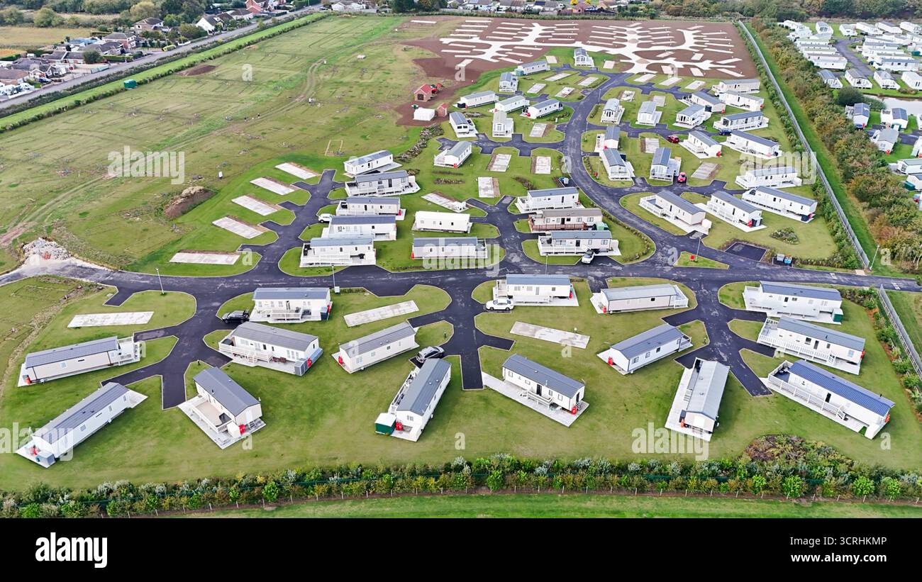 Nouveau parc de caravanes statiques en construction avec de nouvelles parcelles en construction Banque D'Images