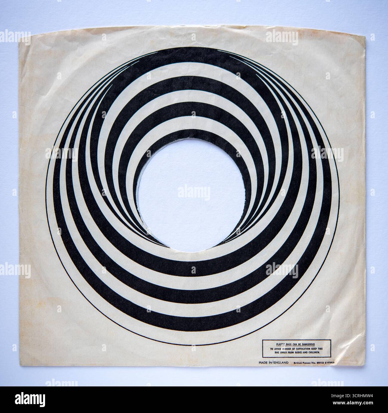 Pochette de disque intérieure vide de l'étiquette Vertigo Swirl hautement collectionnable Banque D'Images