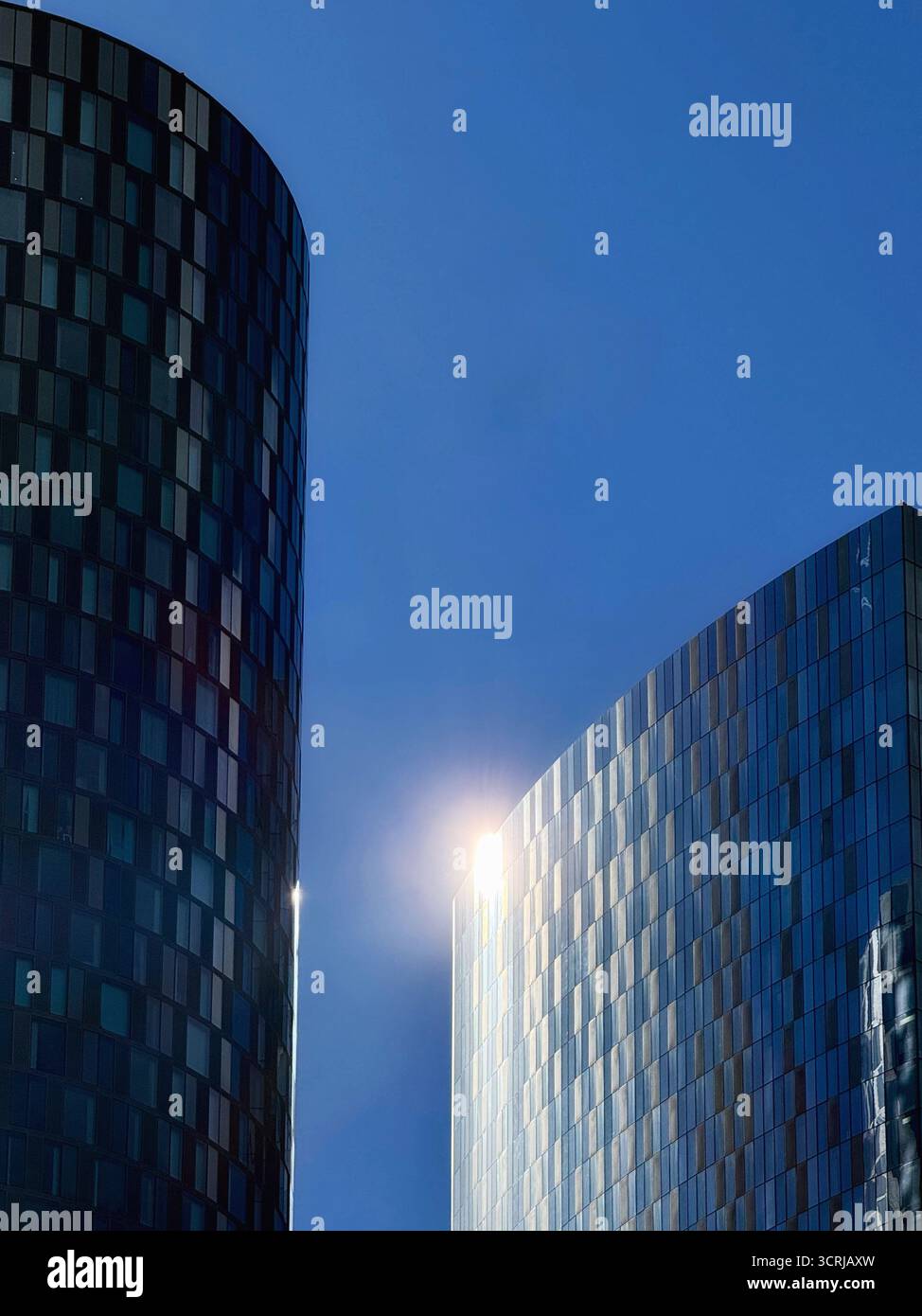 Soleil attrapant les tours du complexe Deansgate Square, Manchester Banque D'Images